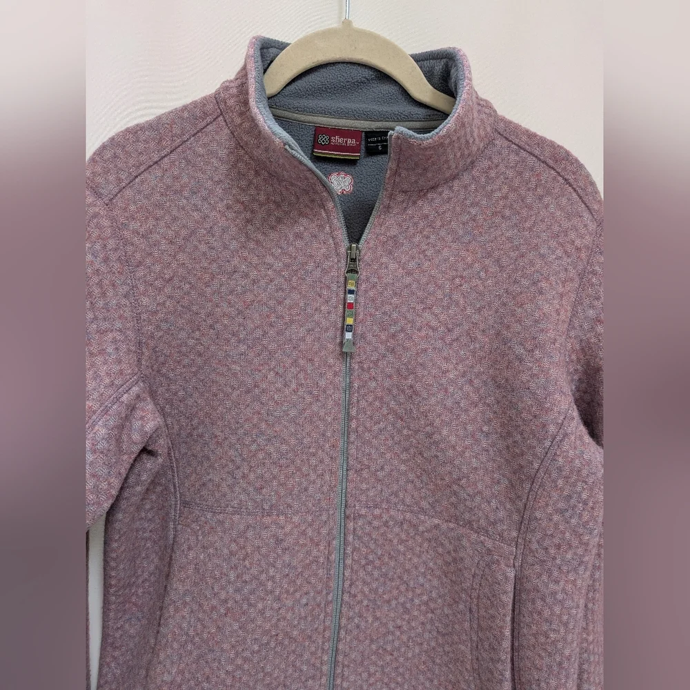 Sherpa Adventure Gear Pink Wool Blend Fleece Lined Zip Up Jacket Coat Size Small
